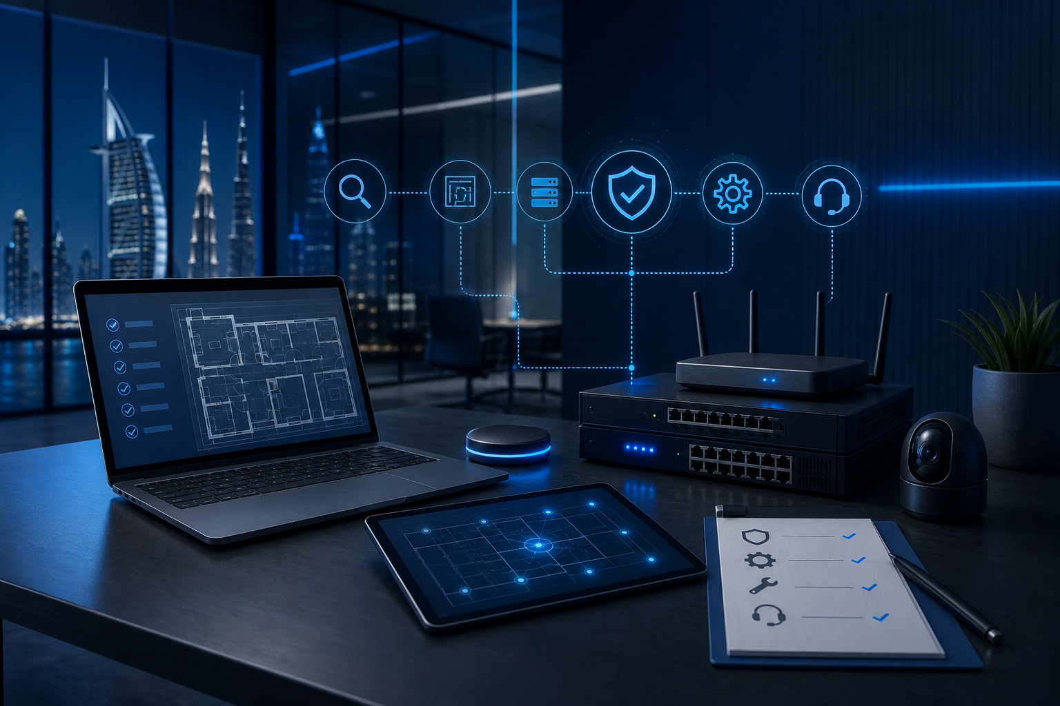 Office IT assessment, network planning, security, and support workflow